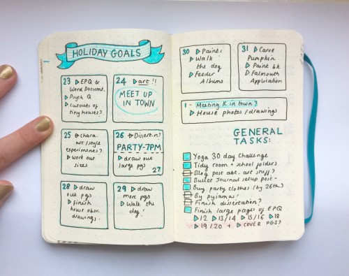 mindpalacestudy: An example of how I set up my bullet journal - a fancy page with an overview of to 