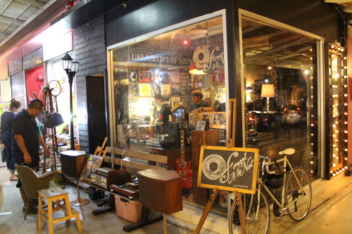 Records store at train market