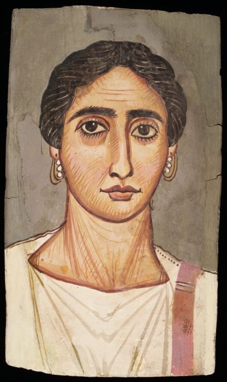 theancientwayoflife:~ Mummy Portrait of a Woman.Date: ca. A.D.200 Place of origin: Africa, Fayum (Eg