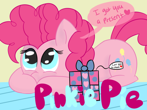 askkensake:Have some Pinkie Pie~ <3She has a present for yous~ :3  Awww! ;w; <333 I wanna snuggle her~
