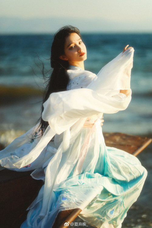 yansanniang:@ 夏弃疾_ Traditional Chinese Hanfu - Type: Waist-high Ruqun/襦裙 and Pibo/披帛 (long scarf ac