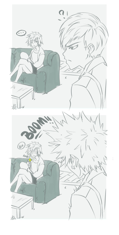 An idea that popped into my head when Bakugou got back to class after the internship. He had to go h