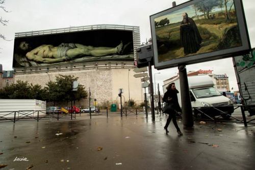 f-l-e-u-r-d-e-l-y-s:  In a new project called “OMG, Who Stole My Ads?” French street artist Etienne Lavie makes it his mission to transform the ad space in Paris into an outdoor art gallery. He has been travelling around the city, snatching up posters