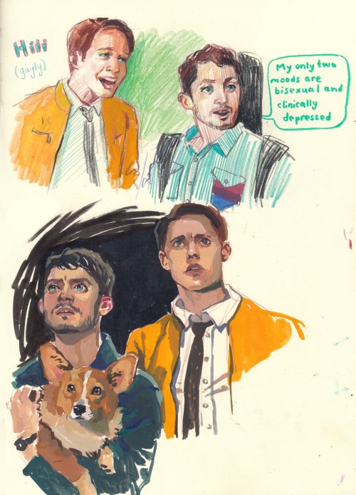 rosenkranz-does-things:Sometimes your ADHD makes you paint time traveling detectives in your sketchbook at 2 am
