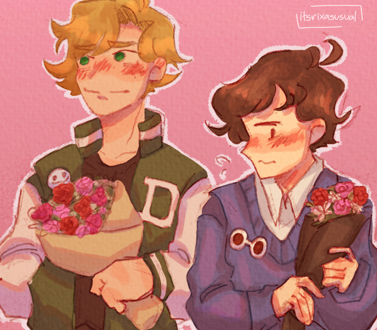 They are both in highschool and got each other flowas. Happy Valentines :]] #dnf fanart#dreamwastaken#georgenotfound#dreamnotfound#dreamnotfound fanart#dream fanart#dnf#georgenotfound fanart