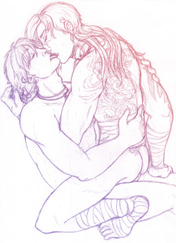 angelicdiaspora:  Here have a slightly drunken drawing of Koujaku and Ren from last night, and a cropped shot.