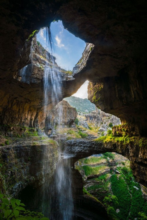 monolithzine: A photograph of the Three Bridge Chasm waterfall in Lebanon by Nicki Hill