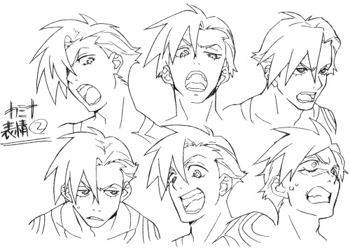 as-warm-as-choco:  GURREN LAGANN (天元突破グレンラガン) Character designsPt.1: Kamina’s expressions by Atsushi Nishigori (錦織 敦史)