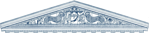   Temple of Artemis, Corfu, drawing of the pediment (Neer 5.13)