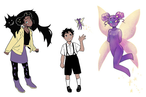miyuliart:Characters from my webcomic Demon Studies as human-demon role reversals.