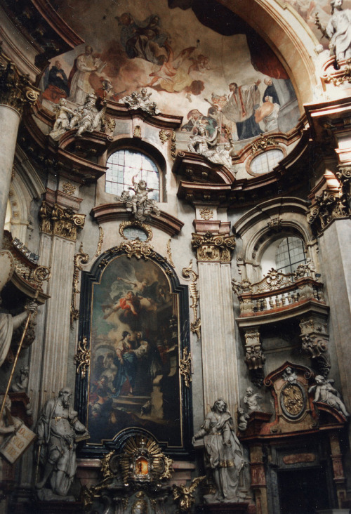 vintagepales:    1.Old Royal Naval College,Painted Hall, Greenwich, UK  2.  St. Nicholas side altar, Czech Republic  