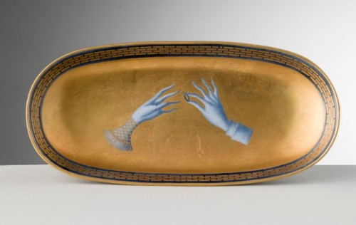 Gio Ponti, Jewellery box, designed 1924, executed 1929. Porcelain with colourful blue and gold detai