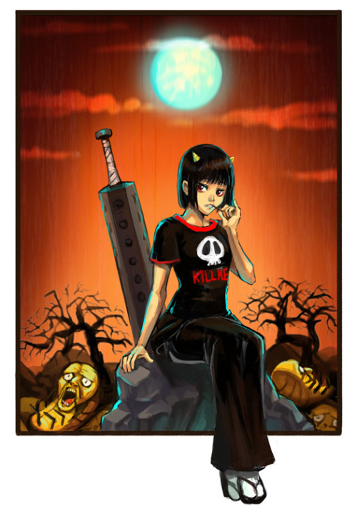nemiart:  Kinda finished off a Halloween pic from a few years ago…! (sorry Shinpachi) 