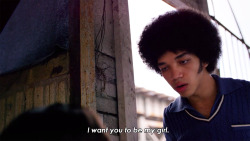 claryisgay:  clublemonade:  A Olympic level curve by Mylene Cruz  [caption: two images from the get down.zeke: i want you to be my girl.mylene: no. i have plans.] 