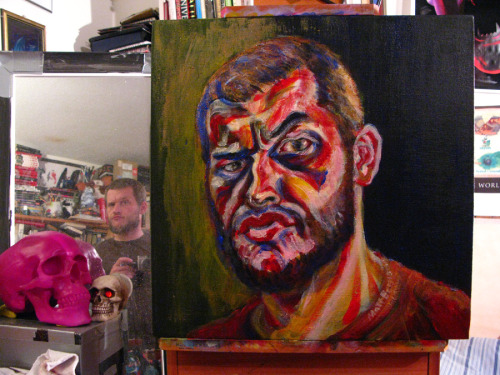 Acrylic on canvas, 20"x20" Matt Bernson  2013 Here are more progess shots of the self-portrait I’m working on, newest at the top.