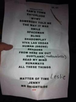 ohhhhmarkiloosecontrol:  Rod Pardey  Last night, Brandon was holding this set list backstage before the show, reading it while wearing only black jockey underwear. I interrupted him to ask him a favor regarding Matt Malaise and Leslie Loyd’s recent