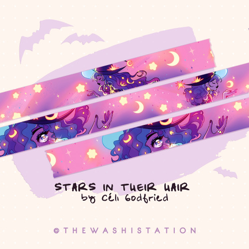 pianta:✳ ⭐  𝓈𝓉𝒶𝓇𝓈 𝒾𝓃 𝓉𝒽𝑒𝒾𝓇 𝒽𝒶𝒾𝓇 ⭐  ✳  got to design my first witchy washi tape for this spooky collection !! 🧙‍♀️✨🌟 there are so many cute designs here, over 36+ new washi tapes and