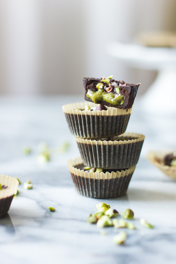 sweetoothgirl:  Raw Chocolate + Pistachio Butter Cups