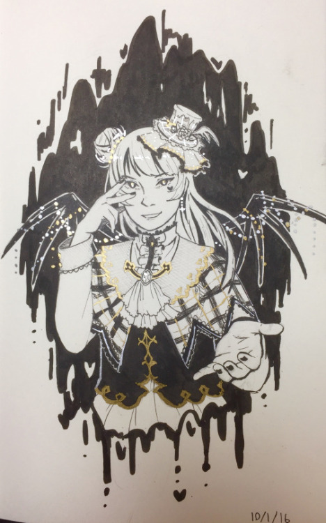 nokchadraws:Ayeee I’m actually going to try Inktober this year. To kick off the first day of Halloween, here’s the new Yohane UR!