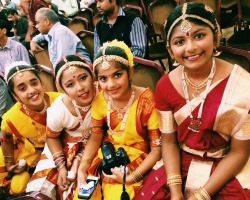 Watercol0Urs:  This Is A Photo Of My Sister And Her Friendsevery Year For Durga Puja