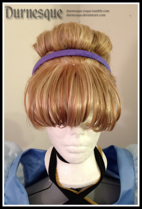 durnesque-esque:  durnesque:  I have been working on restyling Cinderella and Rapunzel wigs for the past two days… I hate them both. They look fine, but I honestly HATE working with wigs. Give me real hair any day of the week.  Going to add flowers
