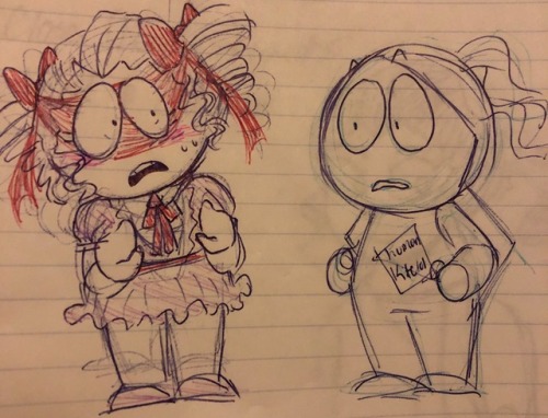 Some super old south park doodles, the first doodle is a draft of an earlier piece on my blog