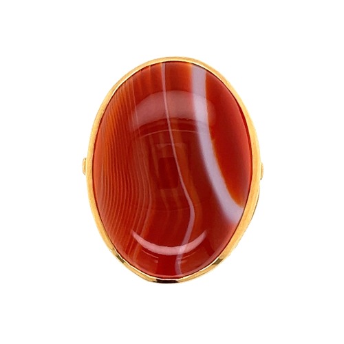 18k Yellow Gold Banded Agate Ring