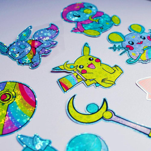 retrogamingblog: Holographic Pokemon Stickers made by GutsAndGlitter Cute