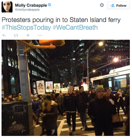 socialjusticekoolaid:  HAPPENING NOW (12/4/14): Protesters are converging on the Staten Island Ferry, attempting to reach the location of Eric Garner’s death on Staten Island. #thisendsnow #staywoke 