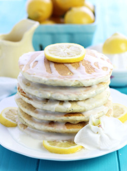 foodsforus:    Lemon Poppy Seed Pancakes with Lemon Glaze   