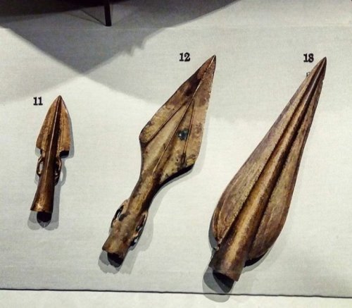 historyarchaeologyartefacts: Three bronze spearheads found in County Monaghan, Ireland (c. 1000 BC) 