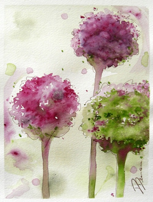 sweetlysurreal: Allium Floral Watercolor Original Art etsy.com