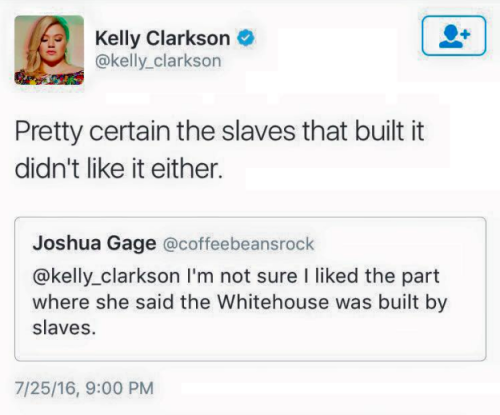 refinery29: Kelly Clarkson just perfectly shut down a Twitter troll who was “upset” Michelle Obama had the audacity to mention slavery in her DNC speech 👏   [read more] 