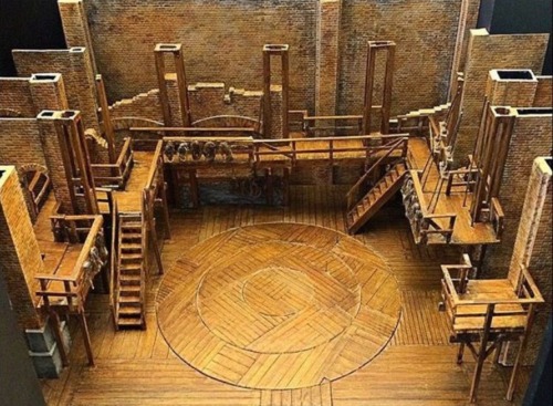 broadwayhereicome143:Aerial view of Hamilton’s set.. how incredible it looks from up above.