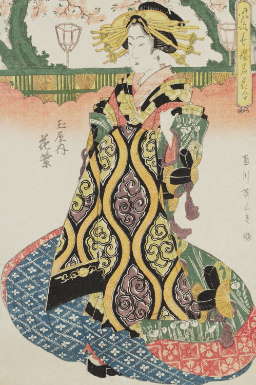 Hanamurasaki of the Tamaya.  Ukiyo-e woodblock print, Mid- 19th century, Japan, by artist Kikugawa E