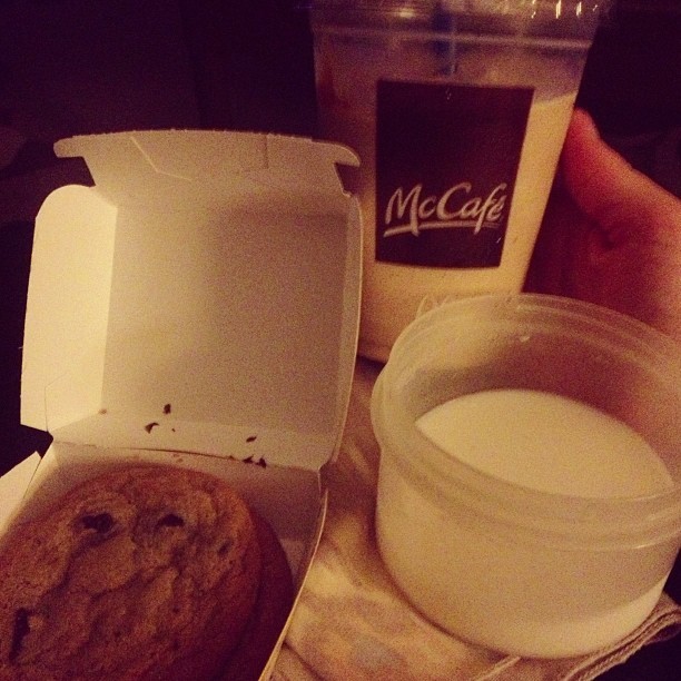 Milk, cookies, and a caramel frappe. nomnomnom.