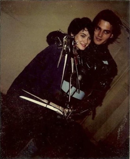 johnnysboots: Johnny Depp &amp; Winona Ryder behind the scenes of Edward Scissorhands