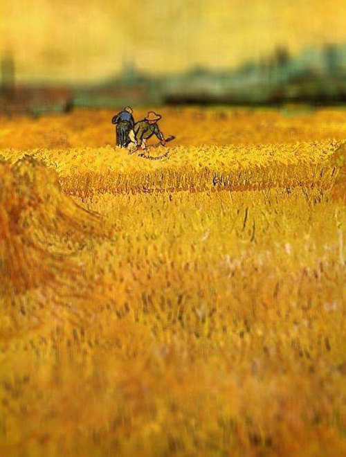 danceabletragedy:Van Gogh’s Paintings Get Tilt-Shifted by Serena Malyon      Serena Malyon, a 3rd-year student at art school, took some of van Gogh’s most beautiful paintings and altered them in Photoshop to achieved this amazing tilt-shift effect.