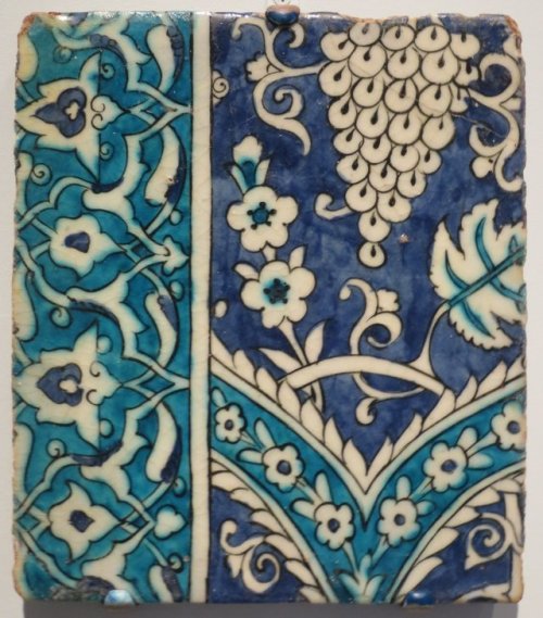 Tile (underglaze-painted stonepaste) from Damascus.  Artist unknown; 17th or 18th century (Ottoman p