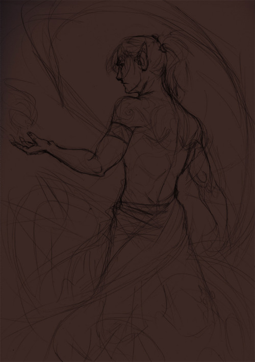 Pencil sketches. Uuuh, WIPs. Floaty fabric. Behold, my messy pencil-work. Why I rarely share it.&hel