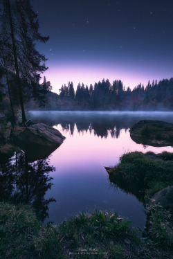 etherealvistas:  Night is vanishing over the “Cresta-See” (Switzerland) by   Manuel Martin    Website || Blog || Facebook 