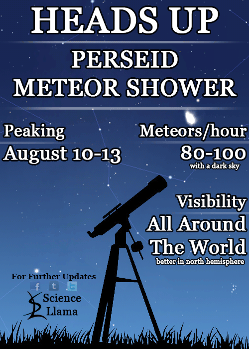 the-science-llama:  Perseid Meteor Shower 2013With a rate of 80 meteors/hour or more,