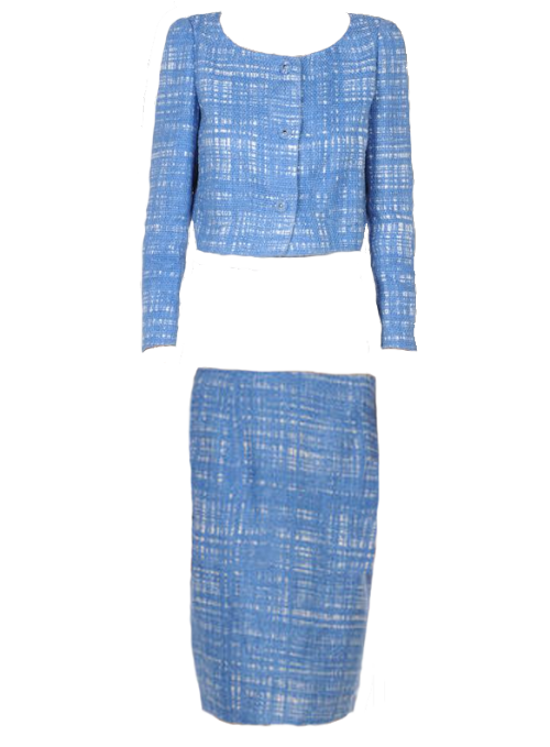 Prada light blue tweed suit