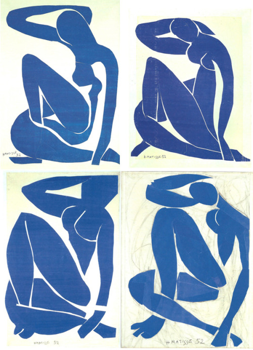 vervediary: Nu bleu I, Nu bleu II, Nu bleu III, Nu bleu IV Henri Matisse 1954