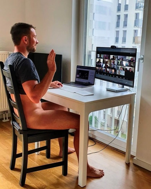 For when you have to wear “clothes” for work meetings. #remotework #workingfromhome #mee