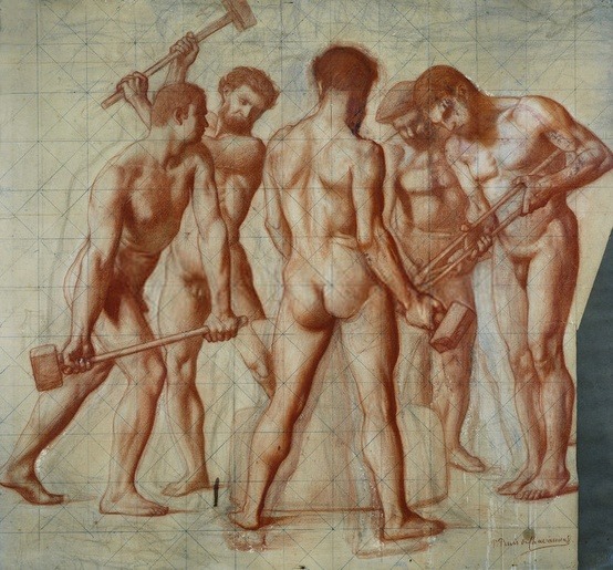 nude-body:  The Forgers, study for ‘Allegorie du Travail’ by Pierre Puvis de