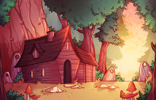 Some more Mushroom Fairies development.Here is a little cabin set in the outskirts of the mushroom f