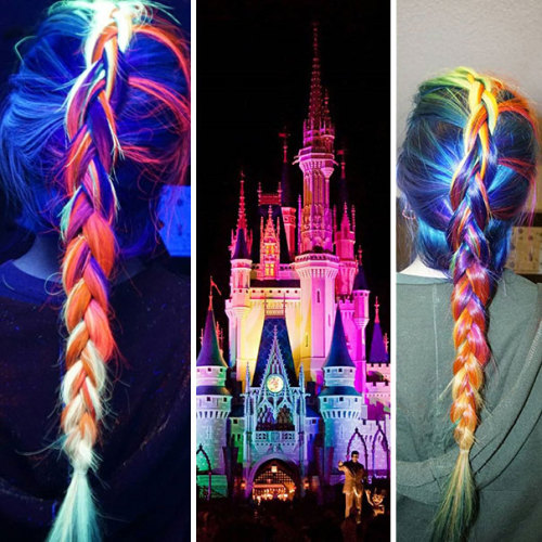 culturenlifestyle:  Sporting A “Bright” and Colorful Look : Glow In The Dark Rainbow Hair Trends The latest hair color trend that is taking over the internet like a storm is neon accented glow in the dark hair. Manic Panic have produced a vegan and