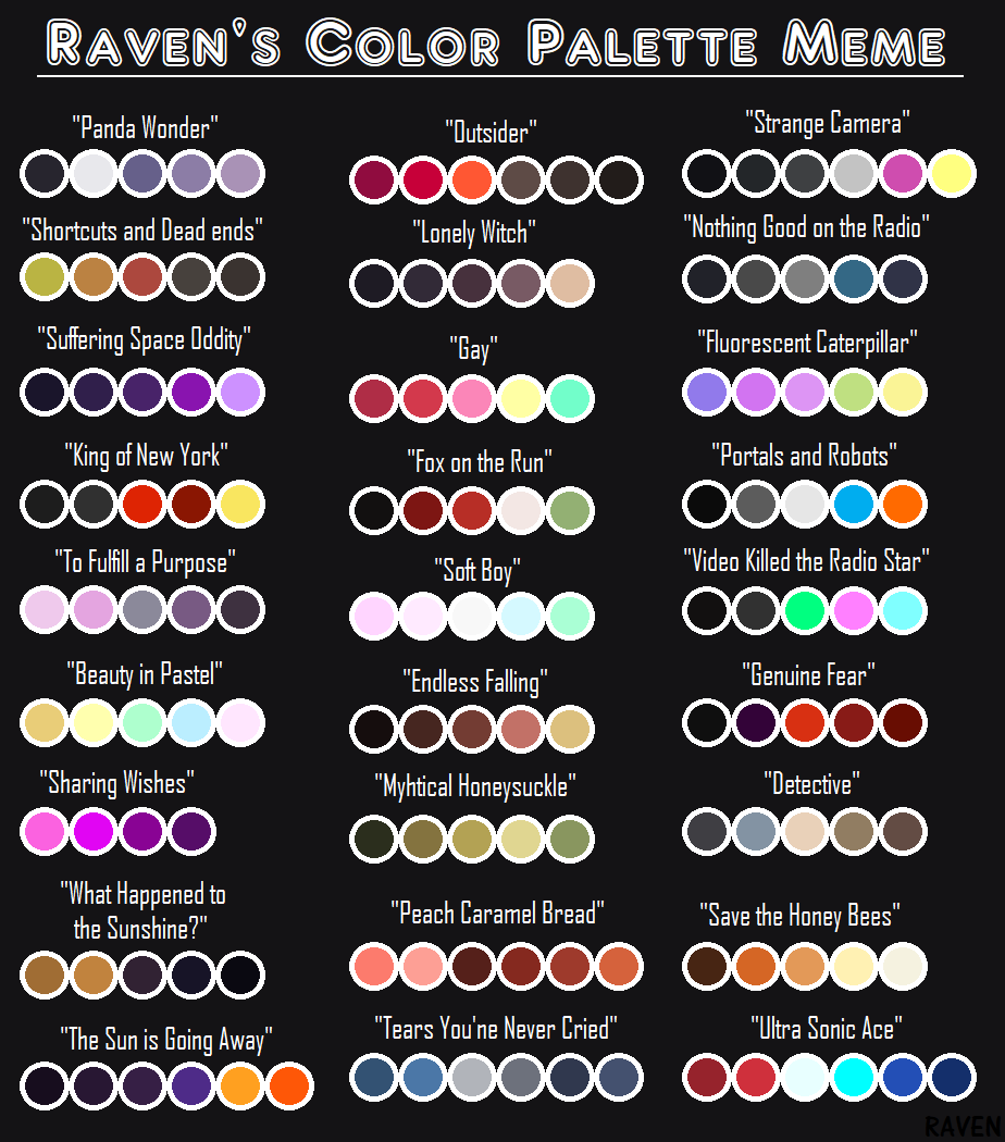 Drawing memes and other challenges — colorpalettesgalore: Raven&#39;s Color  Scheme...