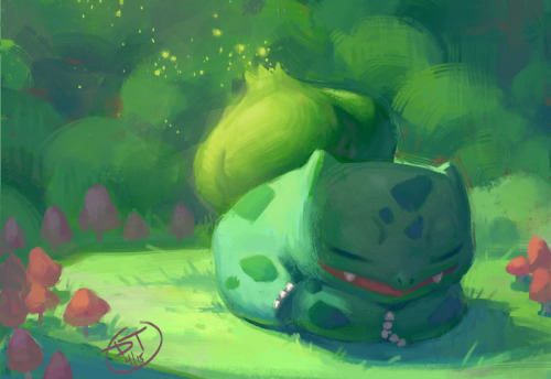 davidtalaskiillustration:  Bulbasaur for Sketch Dailies.  I’ve been doing the bulba-chant all day.  You know which one….you nerds.